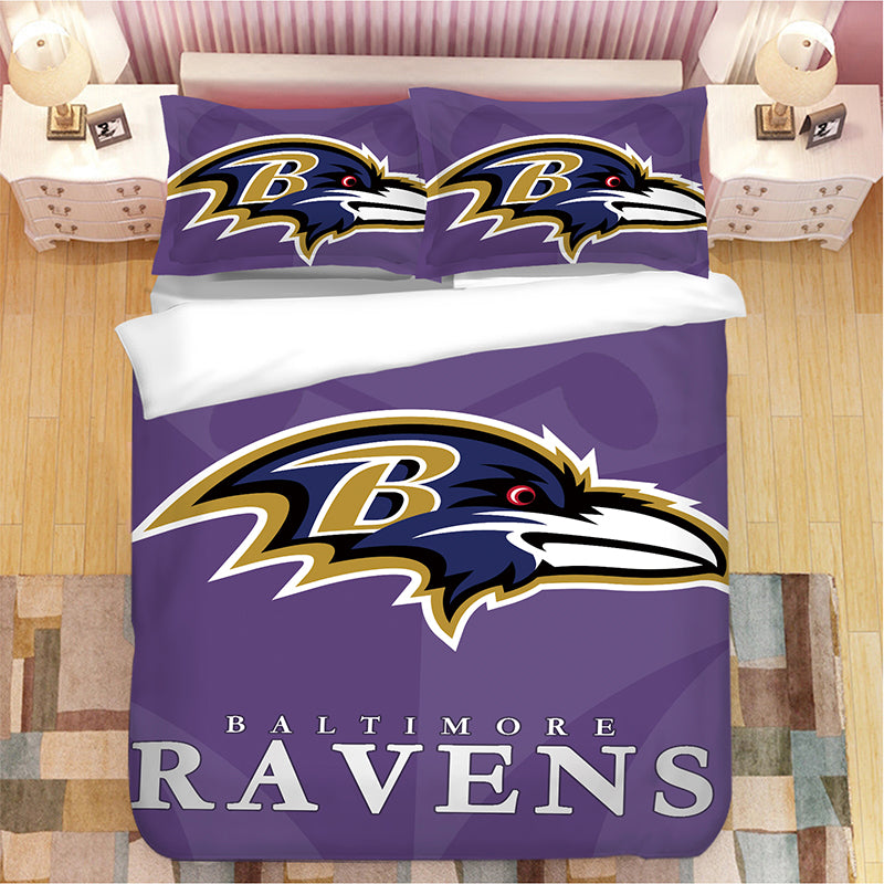 Baltimore Ravens Football League #19 Quilt Cover Pillowcase Bedding Set Home Bedroom Decor