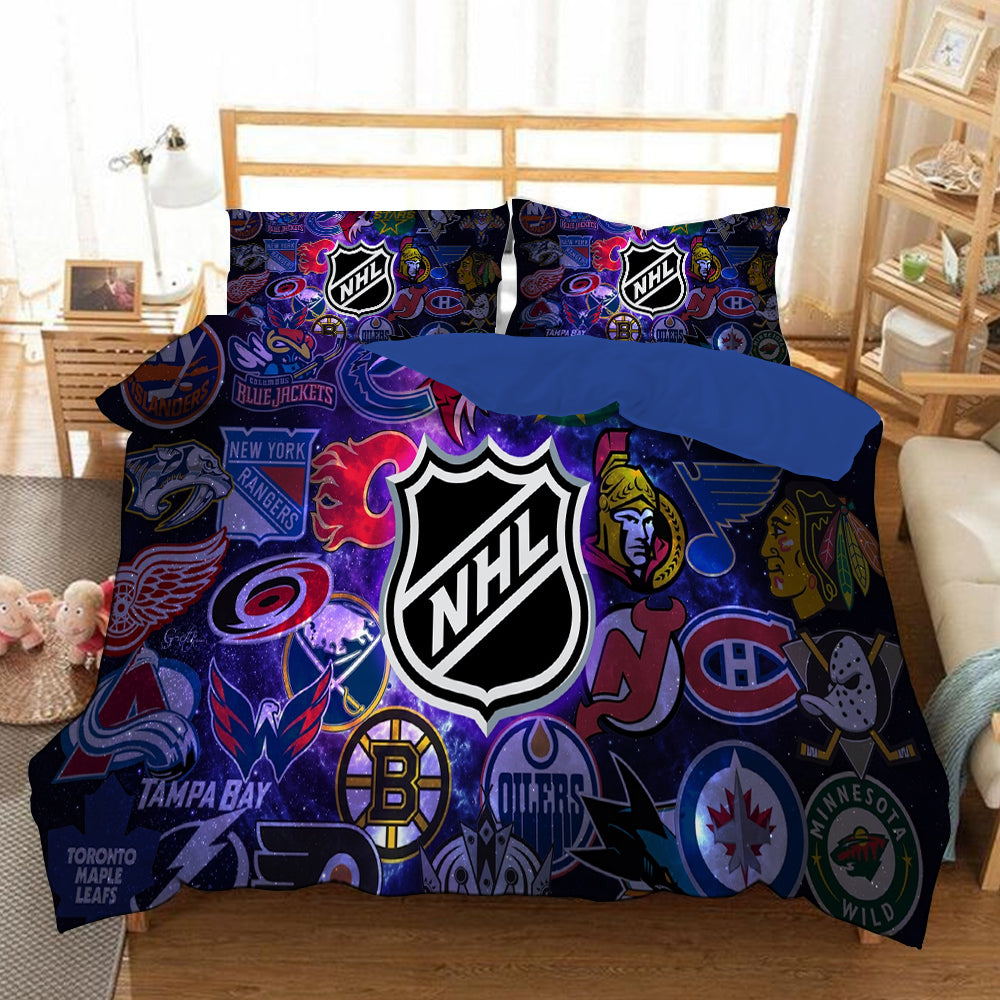 Hockey League Logo Quilt Cover Pillowcase Bedding Set