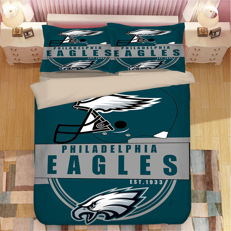 Philadelphia Eagles Football League #21 Quilt Cover Pillowcase Bedding Set Home Bedroom Decor