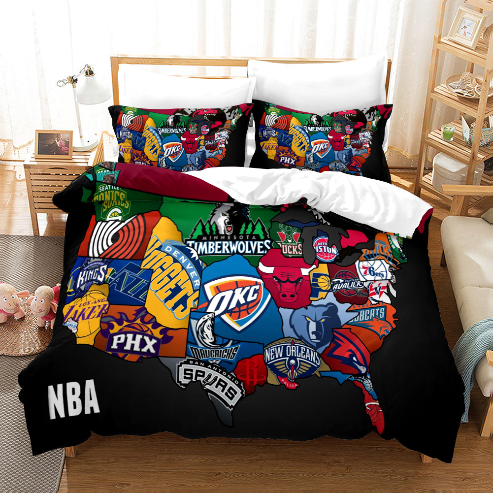 NBA Logo NBA #12 Quilt Cover Pillowcase Bedding Set Home Bedroom Decor