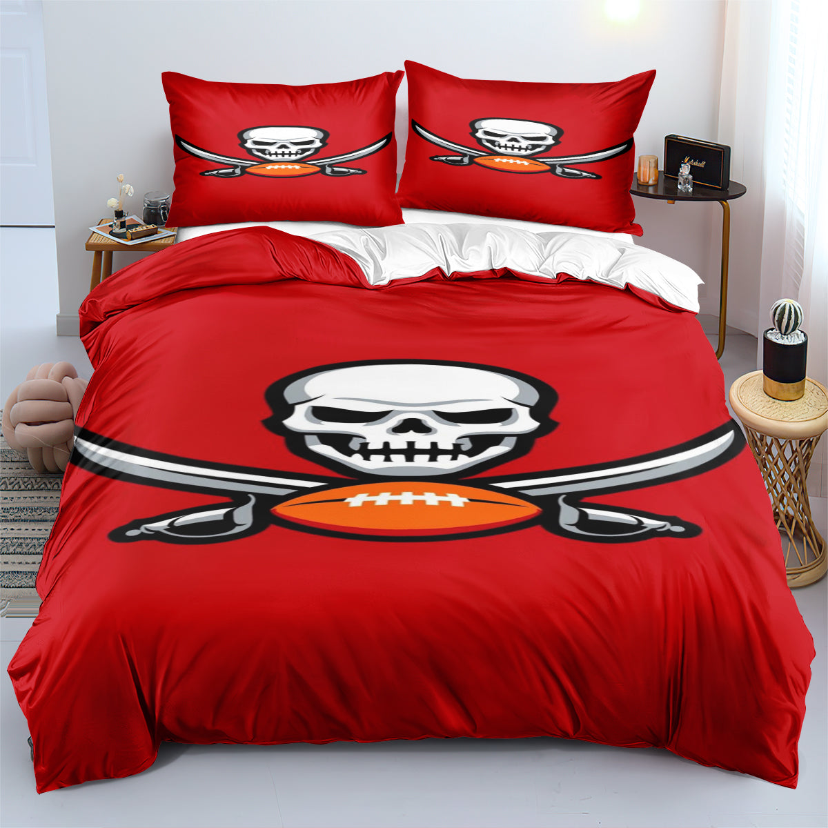 Tampa Bay Buccaneers Football League Quilt Cover Pillowcase Bedding Set