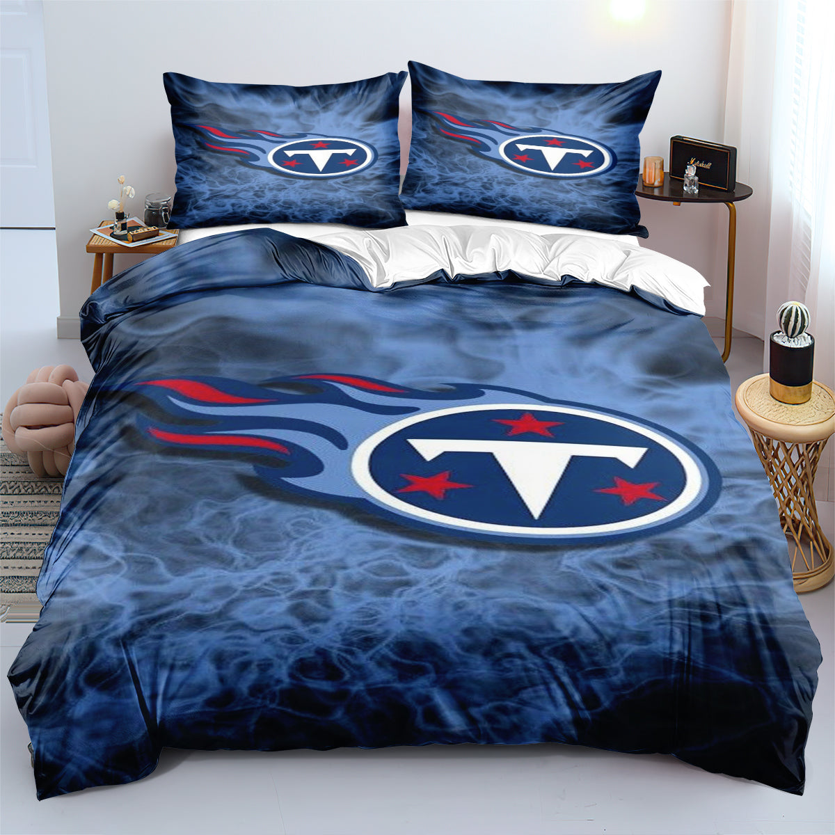 Tennessee Titans Football League Quilt Case Pillowcase Bedding Set