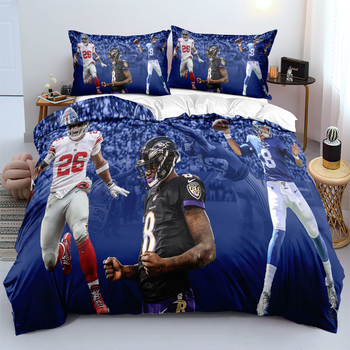 New York Giants Football League Quilt Cover Pillowcase Bedding Set