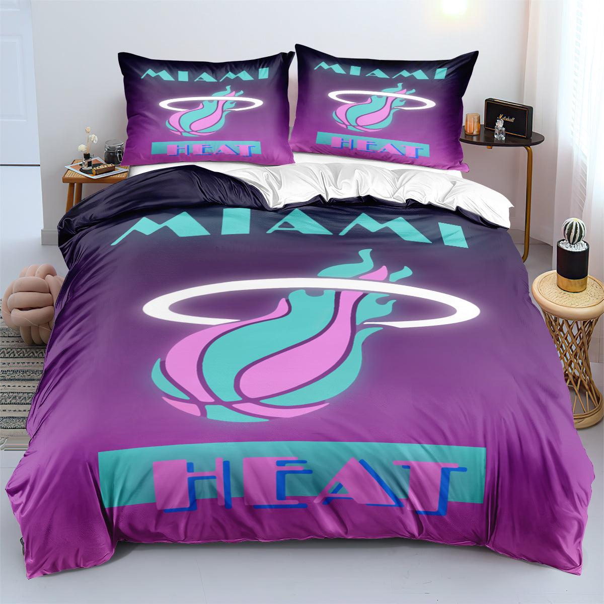 Miami NBA Heat Bedding Set Quilt Cover Without Filler