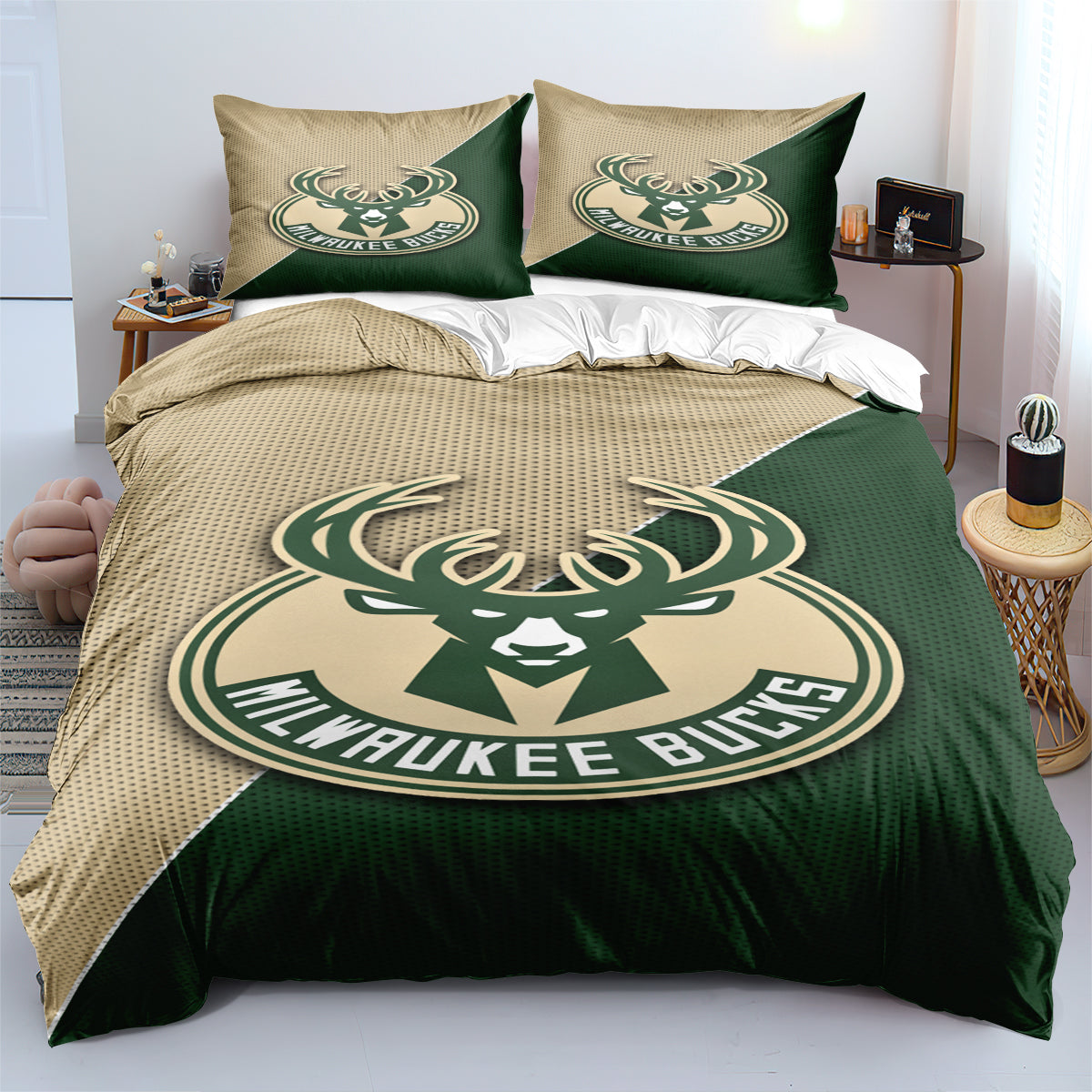 Milwaukee NBA Bucks Bedding Set Quilt Cover Without Filler