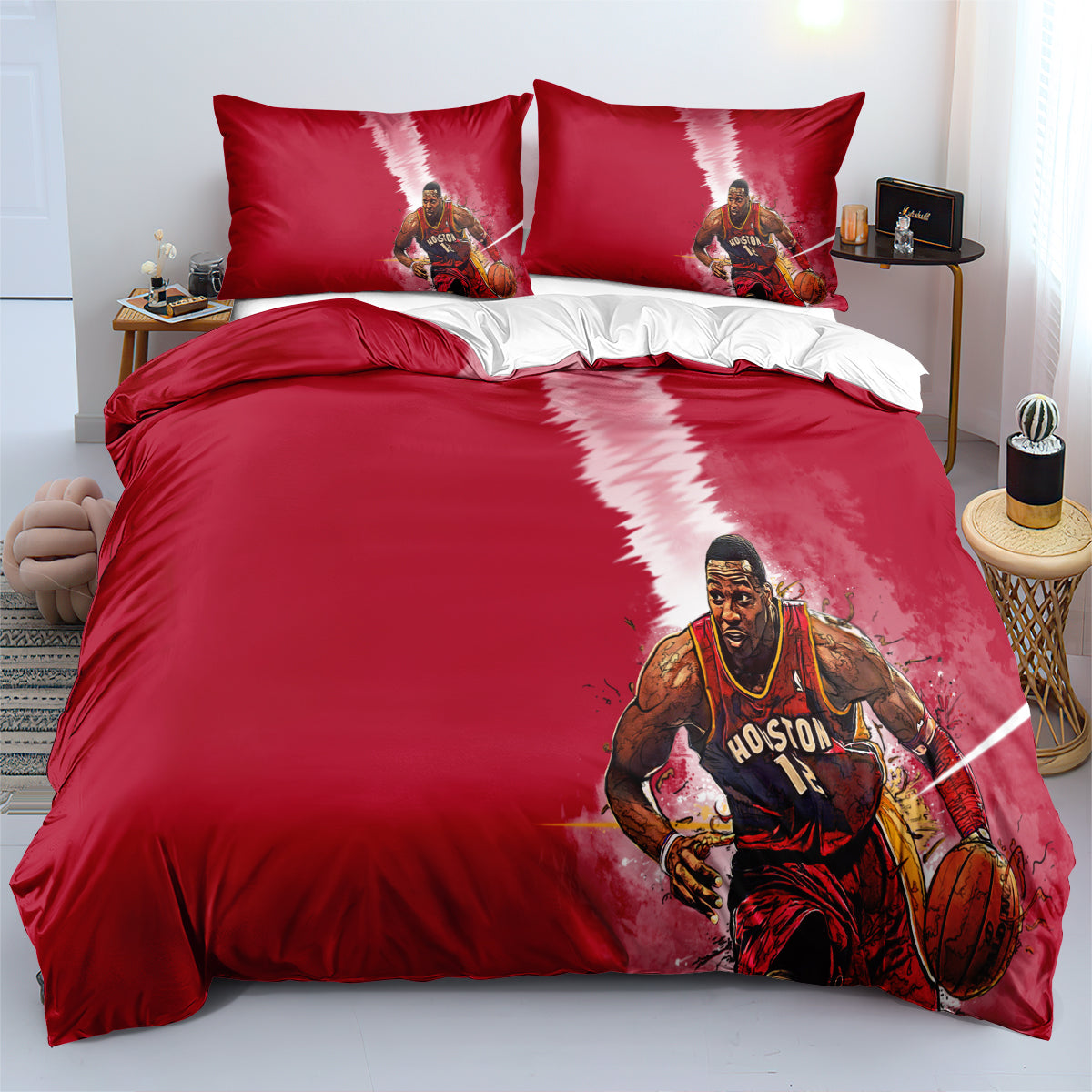 Houston NBA Rockets Bedding Set Quilt Cover Without Filler