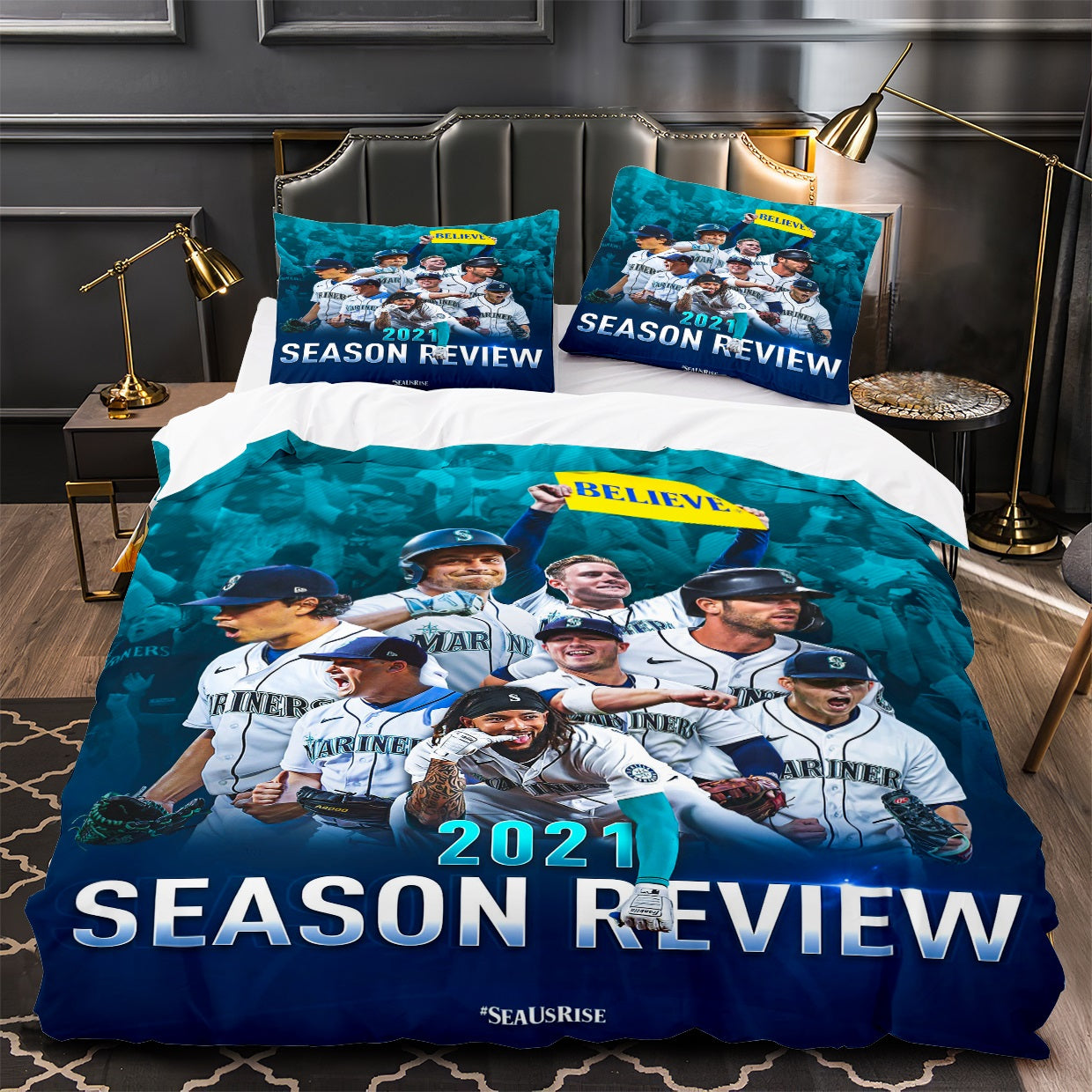 Seattle Mariners Baseball 3D Printed Quilt Cover Pillowcase Bedding Set Bed Linen Home Decor