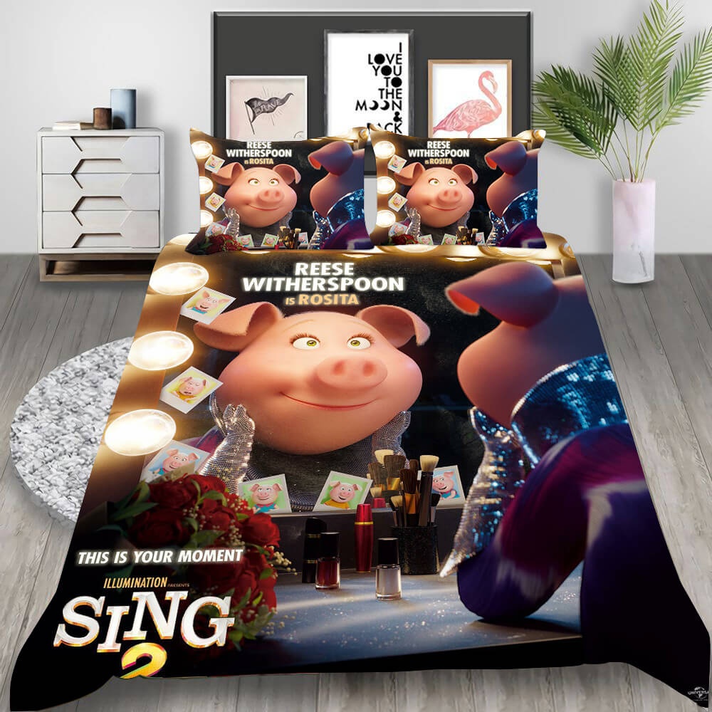 Animated Movie Sing 2 Bedding Sets Duvet Cover, Flatsheet, Pillowcase For Your Lover