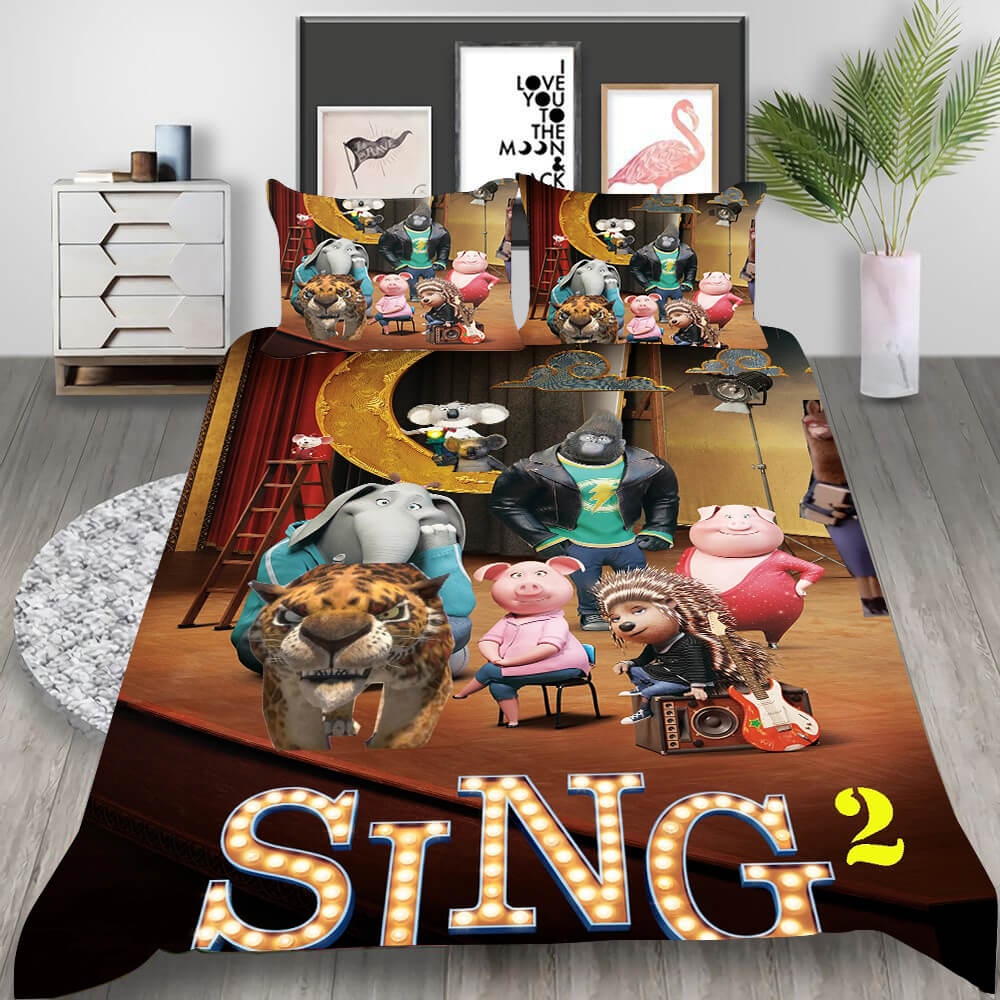 Animated Movie Sing 2 Decorative Bedding Sets For Fan, Halloween, Christmas, Thanksgiving