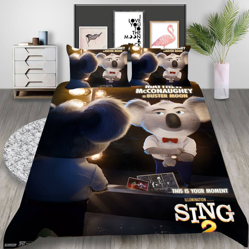 Animated Movie Sing 2 Bedding Sets Gift For Fathers Day, Halloween, Christmas