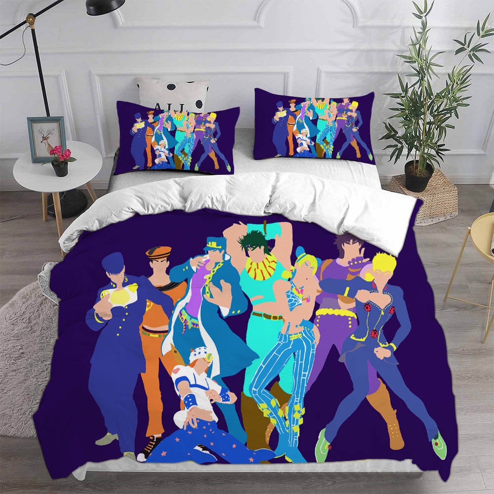 Anime JoJos Bizarre Adventure Stone Ocean Bedding Sets Duvet Cover, Flatsheet, Pillowcases Perfect Gift For Fans