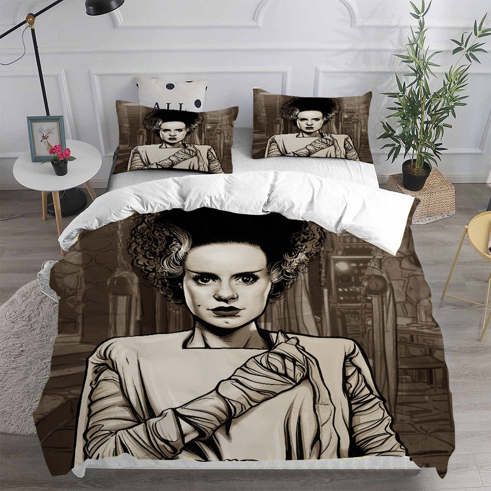 Bride of Frankenstein Bedding Sets Gift For Birthday, Halloween, Christmas, Thanksgiving