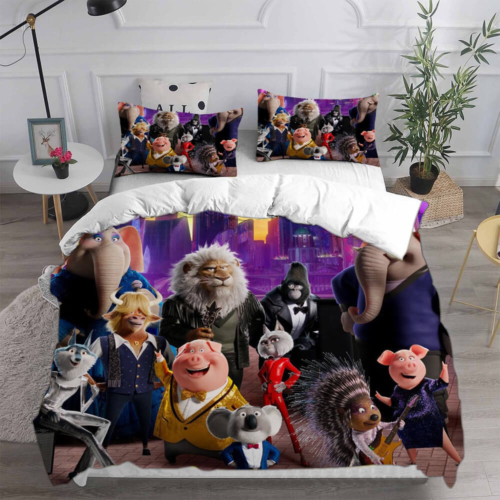 Cartoon Sing Bedding Sets Duvet Cover, Flatsheet, Pillowcases Perfect Gift For Fans