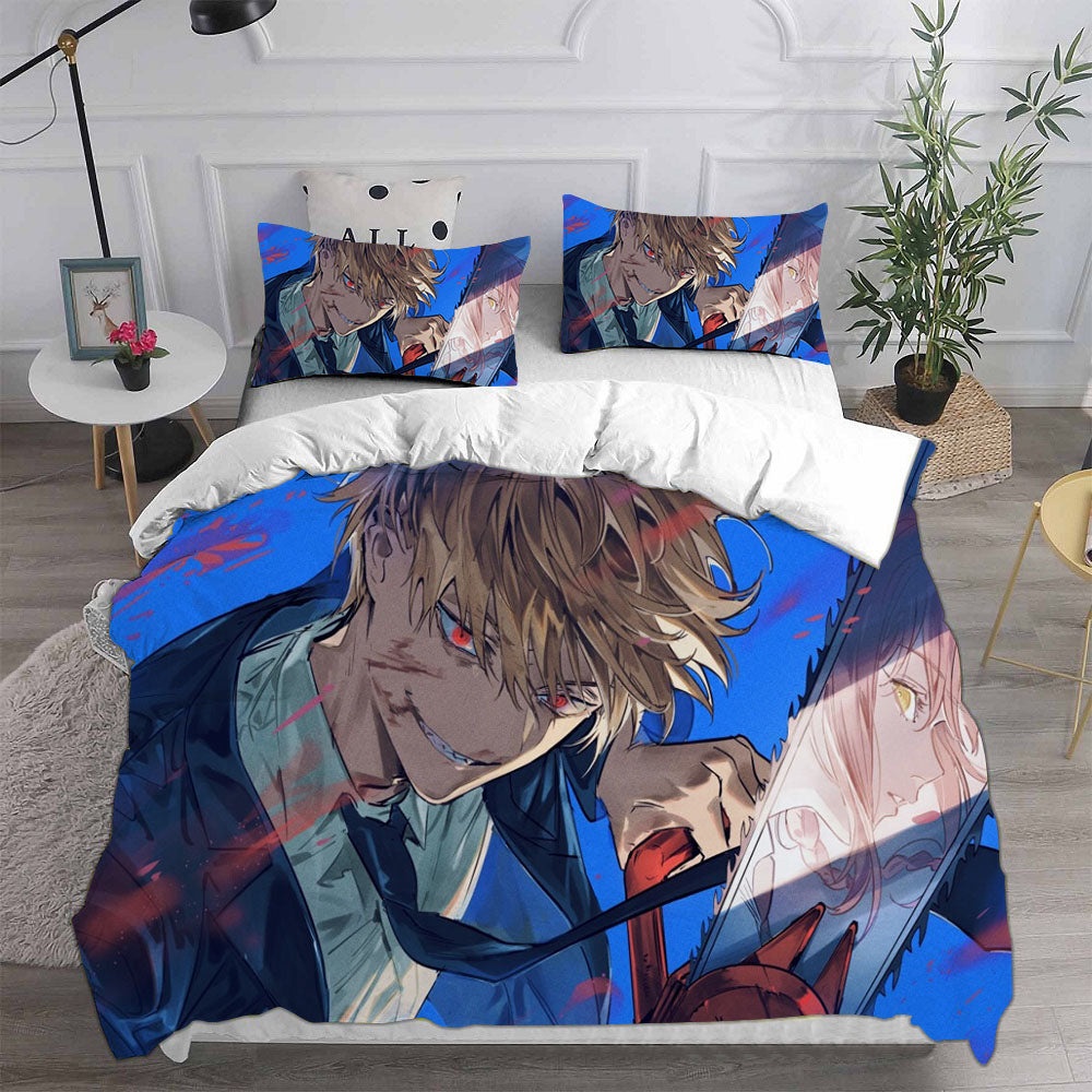Chainsaw Man Decorative Bedding Sets For Fan, Halloween, Christmas, Thanksgiving