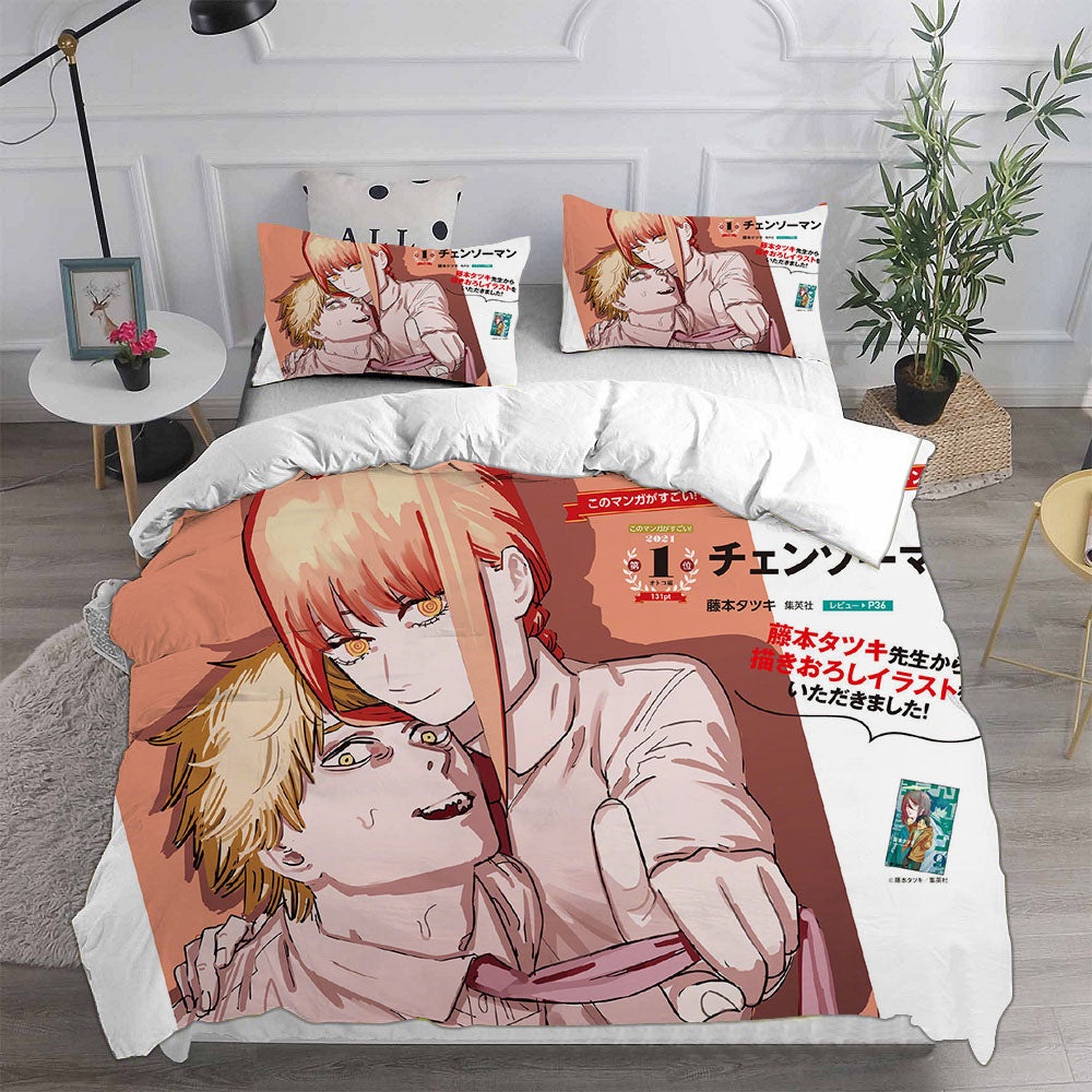 Chainsaw Man Bedding Sets Gift For Halloween, Thanksgiving, Christmas