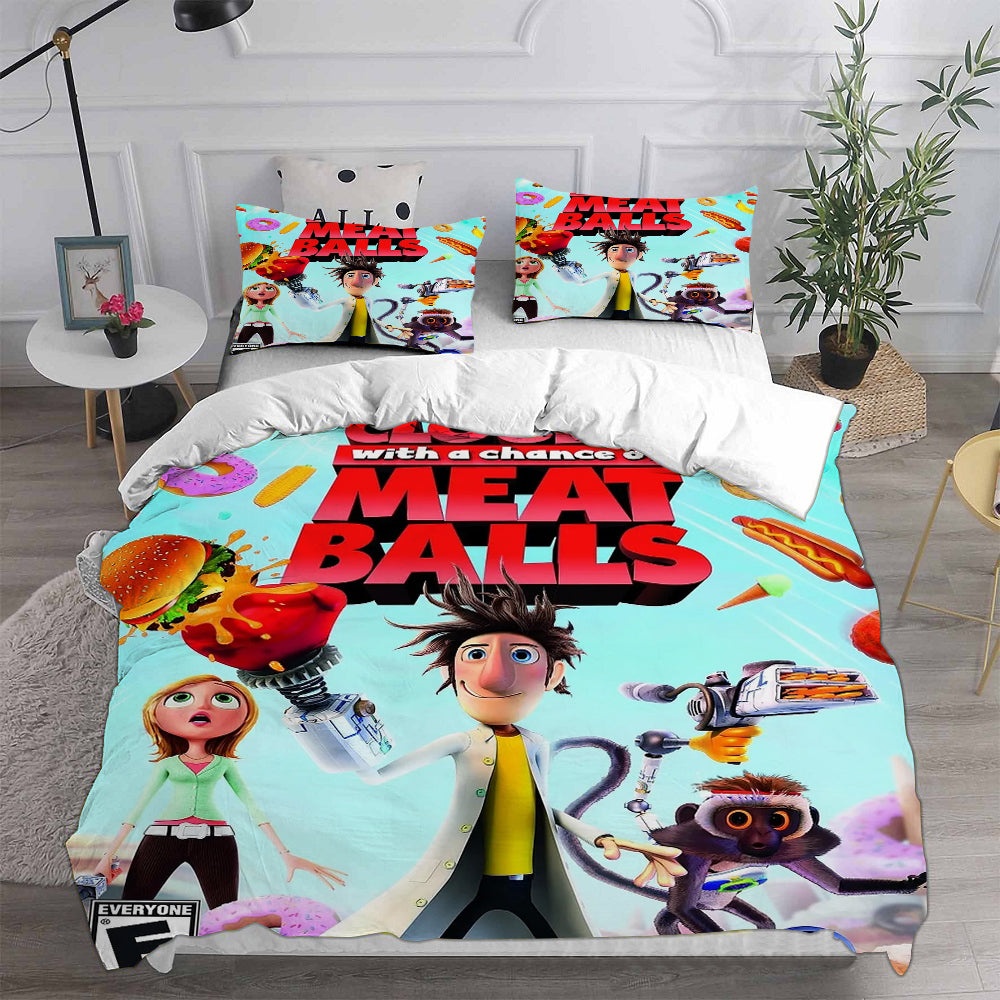 Cloudy with a Chance of Meatballs Bedding Sets Gift For Christmas, Halloween, Black Friday
