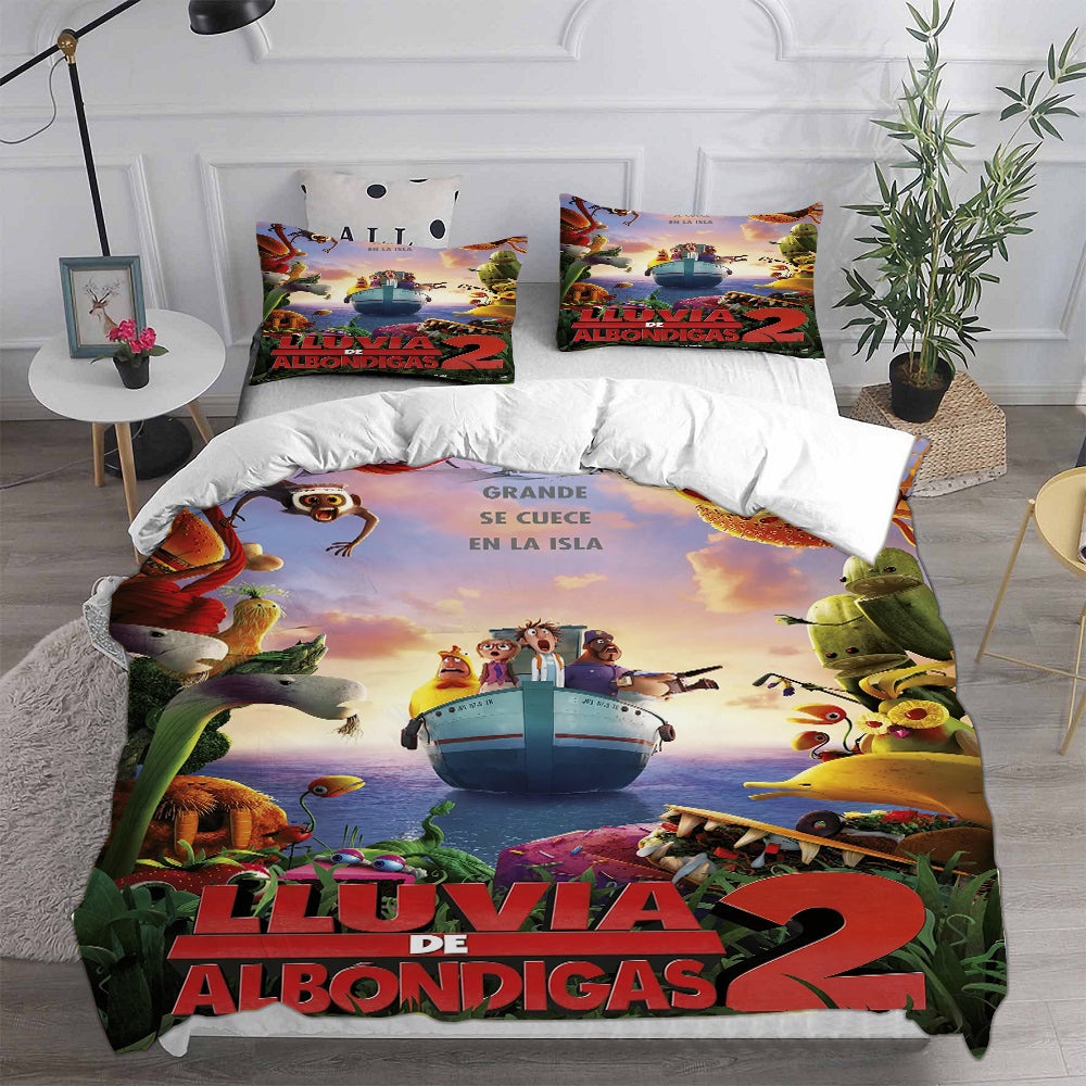 Cloudy with a Chance of Meatballs Bedding Sets Gift For Halloween, Thanksgiving, Christmas