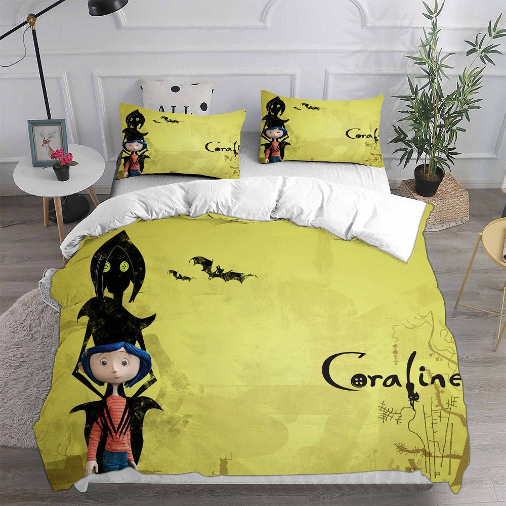 Coraline Bedding Sets Gift For Halloween, Thanksgiving, Christmas