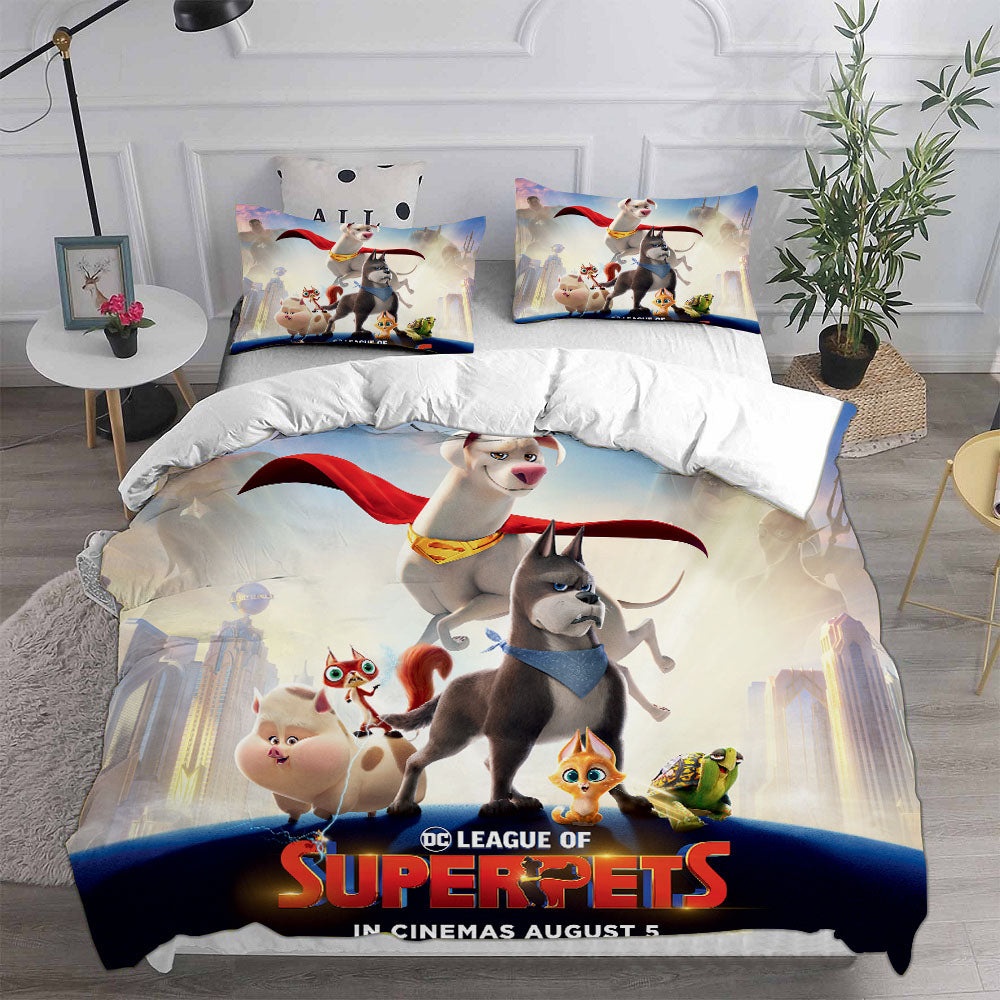 DC League of Super-Pets Bedding Sets Gift For Birthday, Halloween, Christmas, Thanksgiving