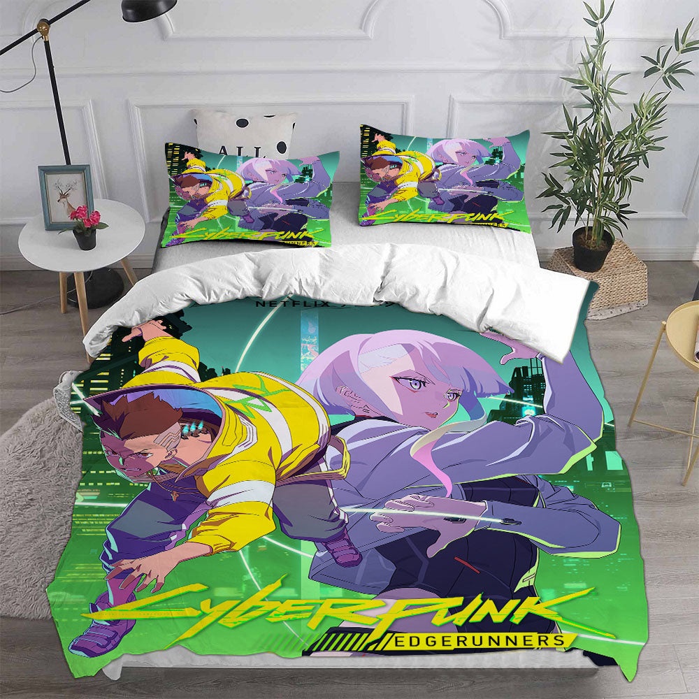 Cyberpunk Edgerunners Bedding Sets Gifts For Family Members On Christmas, Black Friday