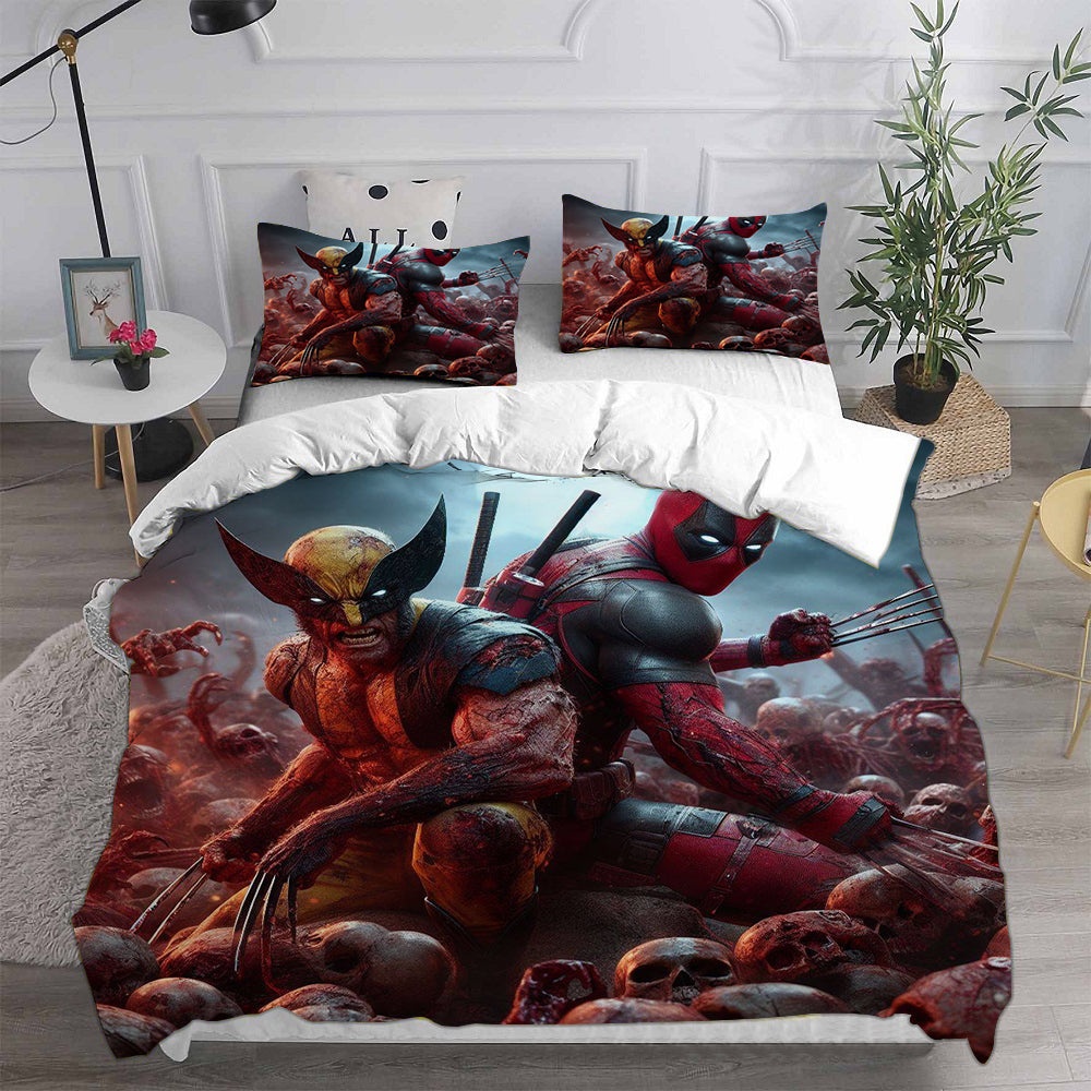 Deadpool & Wolverine Bedding Sets Gifts For Family Members On Christmas, Black Friday