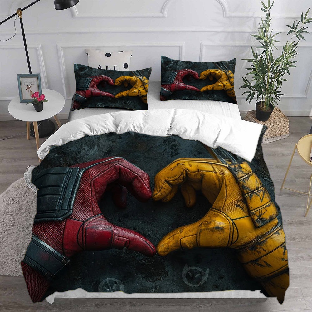 Deadpool & Wolverine Decorative Bedding Sets For Fan, Halloween, Christmas, Thanksgiving