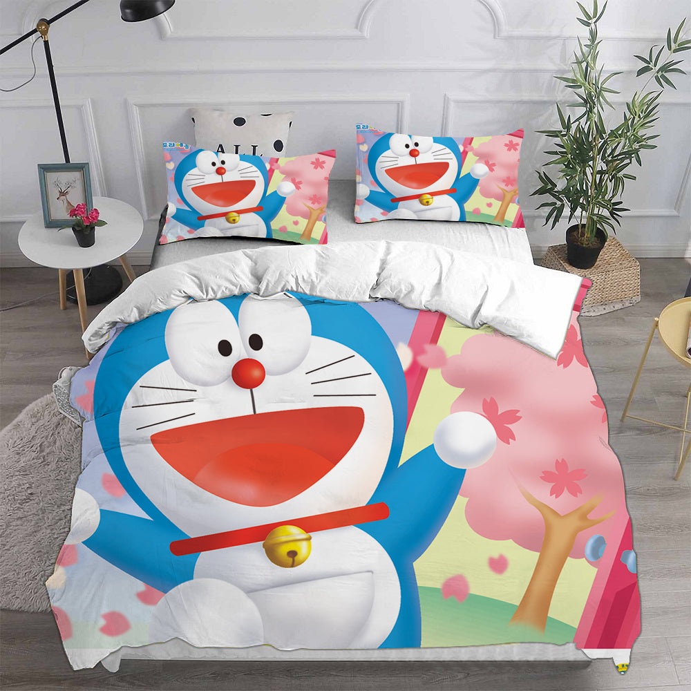 Doraemon Bedding Sets Duvet Cover, Flatsheet, Pillowcases Perfect Gift For Fans