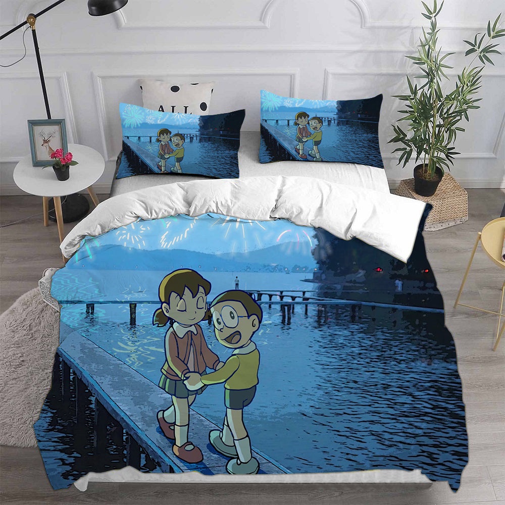 Doraemon Bedding Sets Gift For Wife, Husband, Besties