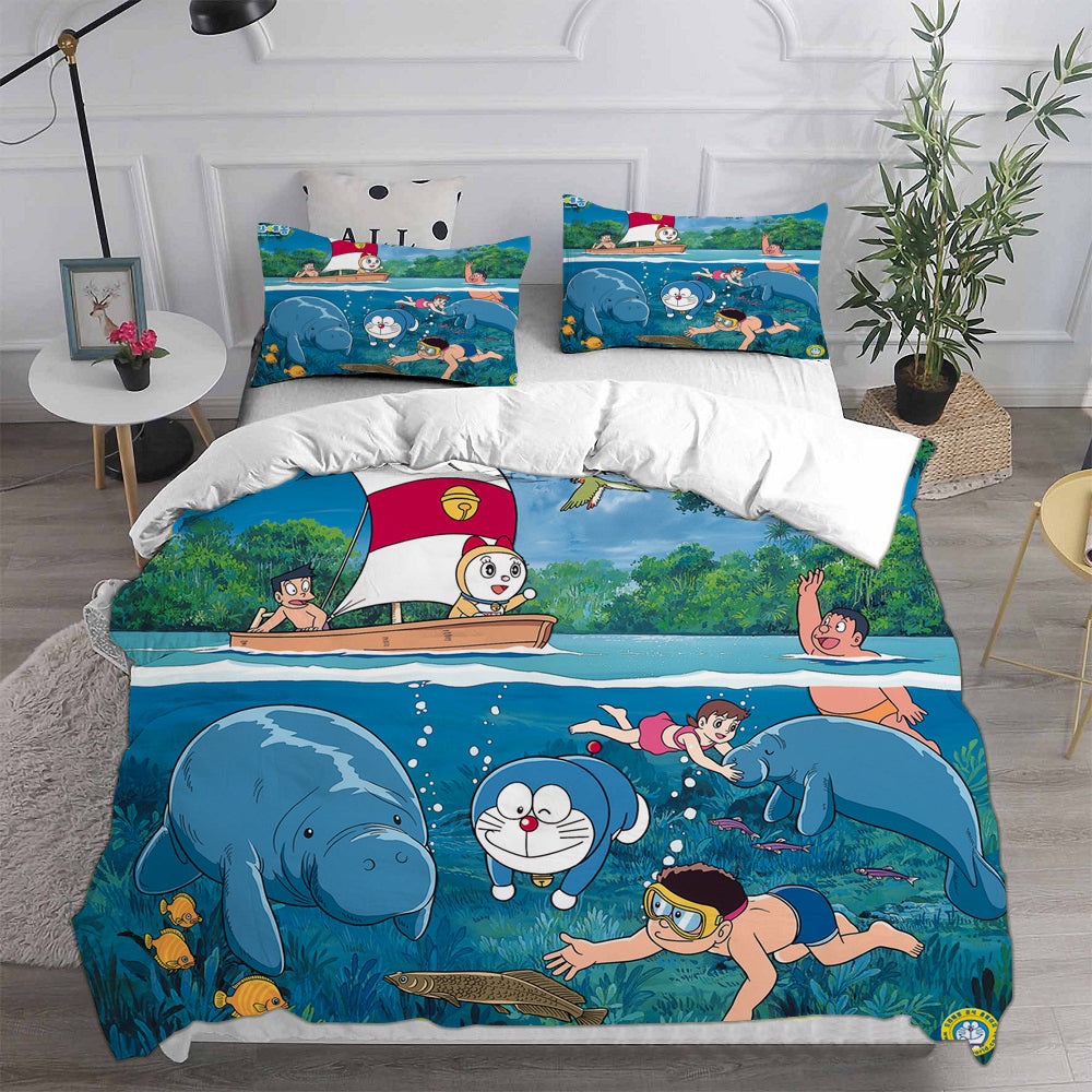 Doraemon Bedding Sets Gift For Christmas, Halloween, Black Friday
