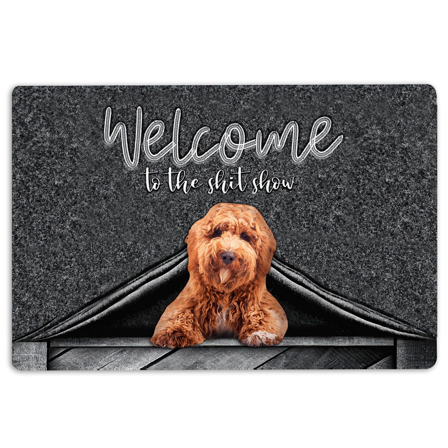 Poodle Rubber Doormat, Poodle Dog Welcome To The Shitshow Gifts For Dog Lovers Welcome Doormat, Indoor Outdoor Door Mat, Home Decor