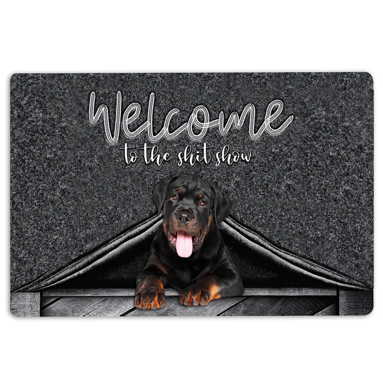 Rottweiler Rubber Doormat, Rottweiler Dog Welcome To The Shitshow Gifts For Dog Lovers Welcome Doormat, Indoor Outdoor Door Mat, Home Decor