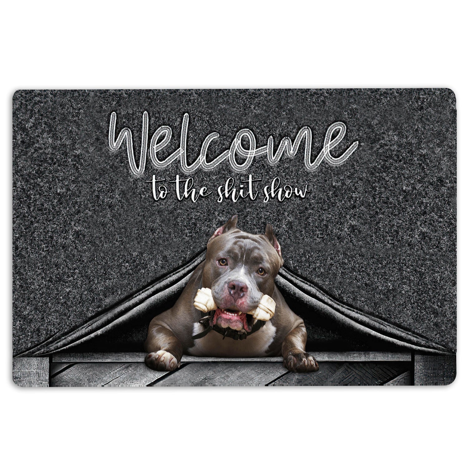 Pitbull Rubber Doormat, Pitbull Welcome To The Shitshow Gifts For Dog Lovers Welcome Doormat, Indoor Outdoor Door Mat, Home Decor
