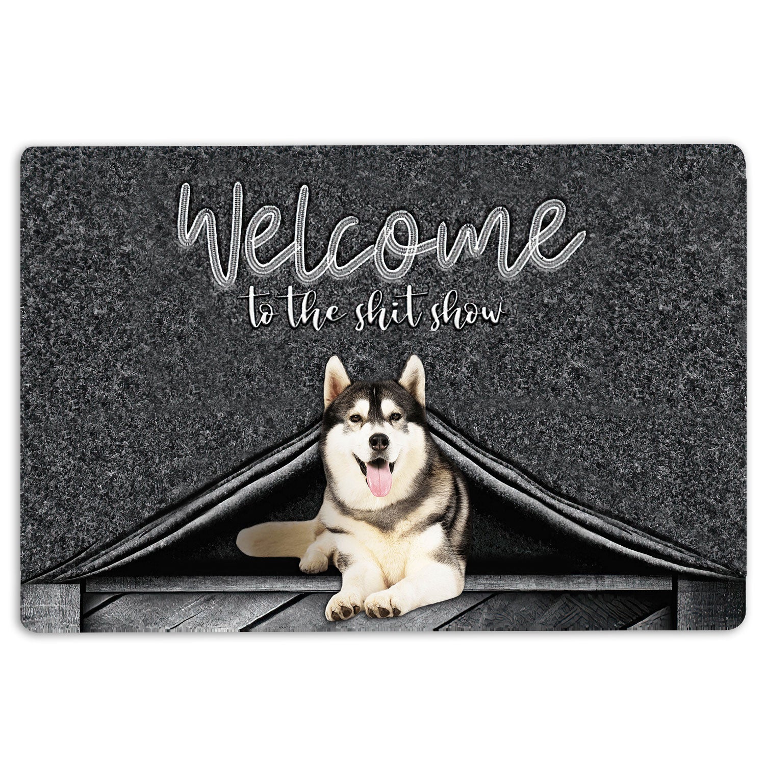 Husky Rubber Doormat, Siberian Husky Dog Welcome To The Shitshow Gifts For Dog Lovers Welcome Doormat, Indoor Outdoor Door Mat, Home Decor