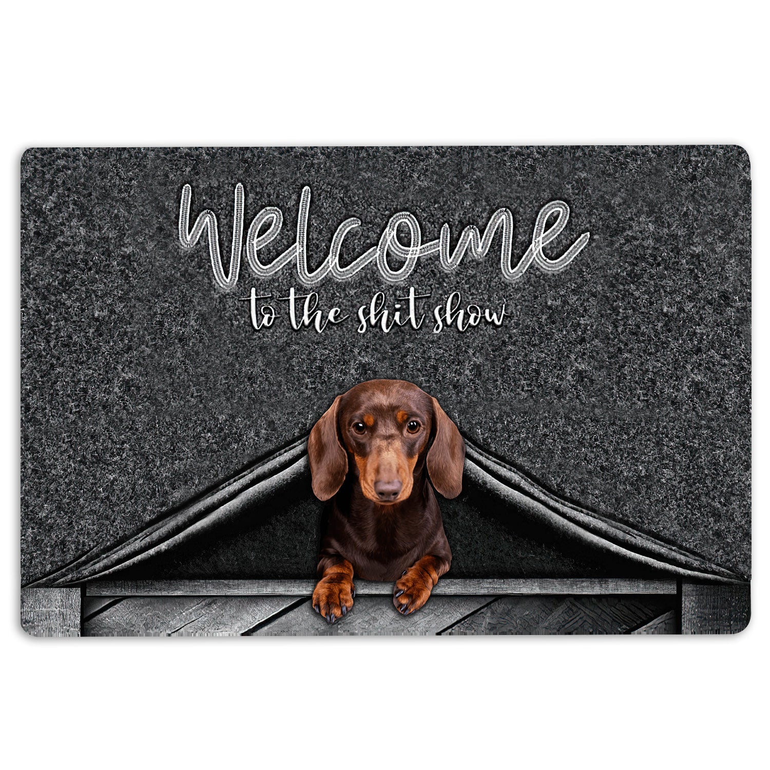 Dachshund Rubber Doormat, Dachshund Dog Welcome To The Shitshow Gifts For Dog Lovers Welcome Doormat, Indoor Outdoor Door Mat, Home Decor