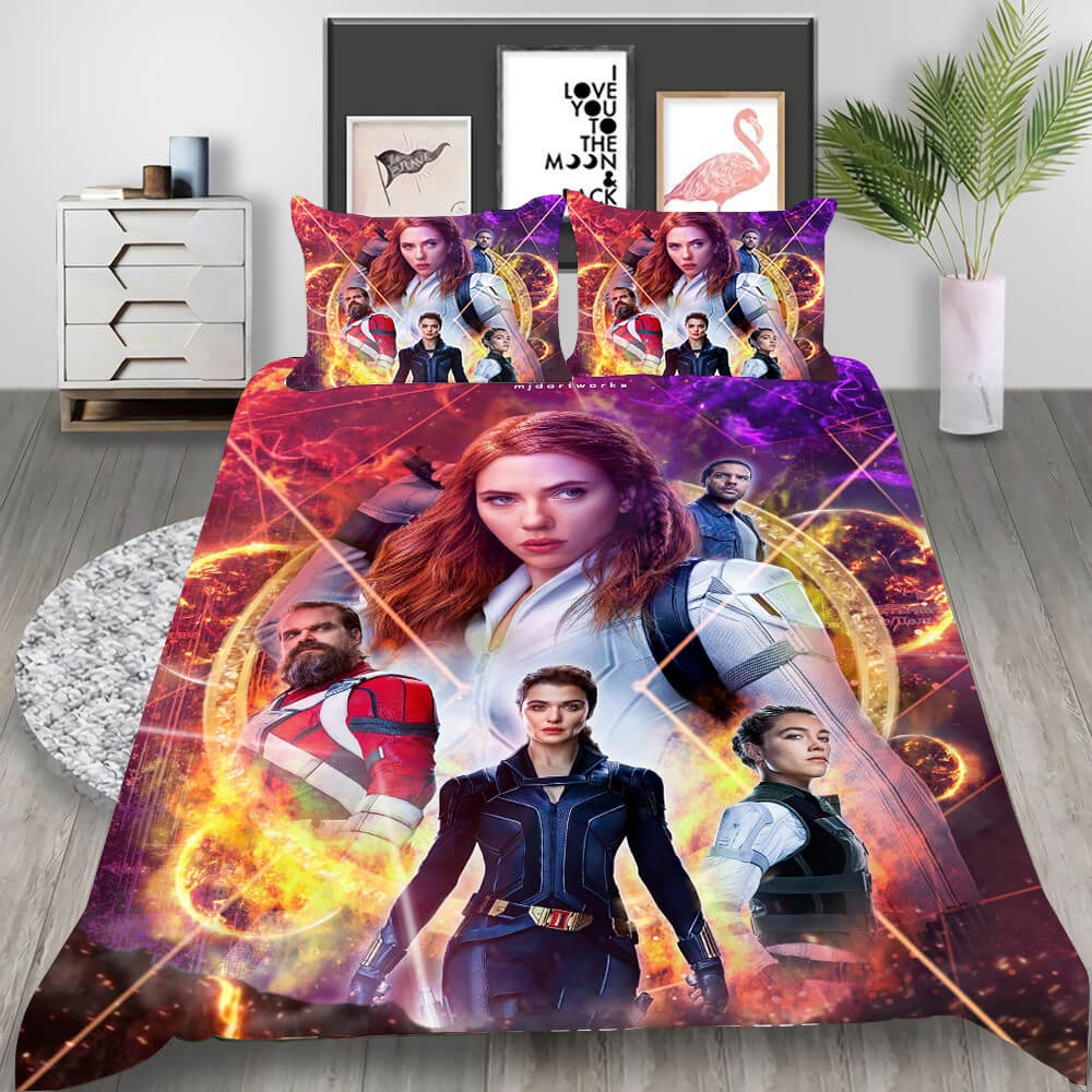 Film Black Widow Bedding Sets Duvet Cover, Flatsheet, Pillowcase For Your Lover