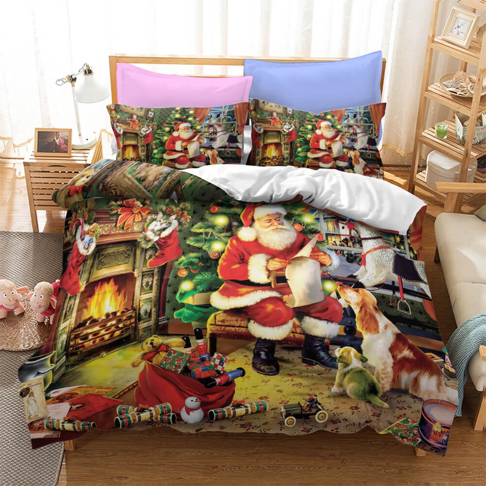 Father Christmas Bedding Sets Gift For Birthday, Halloween, Christmas, Thanksgiving