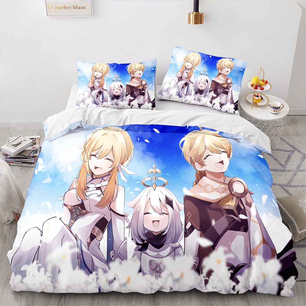 Game Genshin Impact Bedding Sets Duvet Cover, Flatsheet, Pillowcases Perfect Gift For Fans