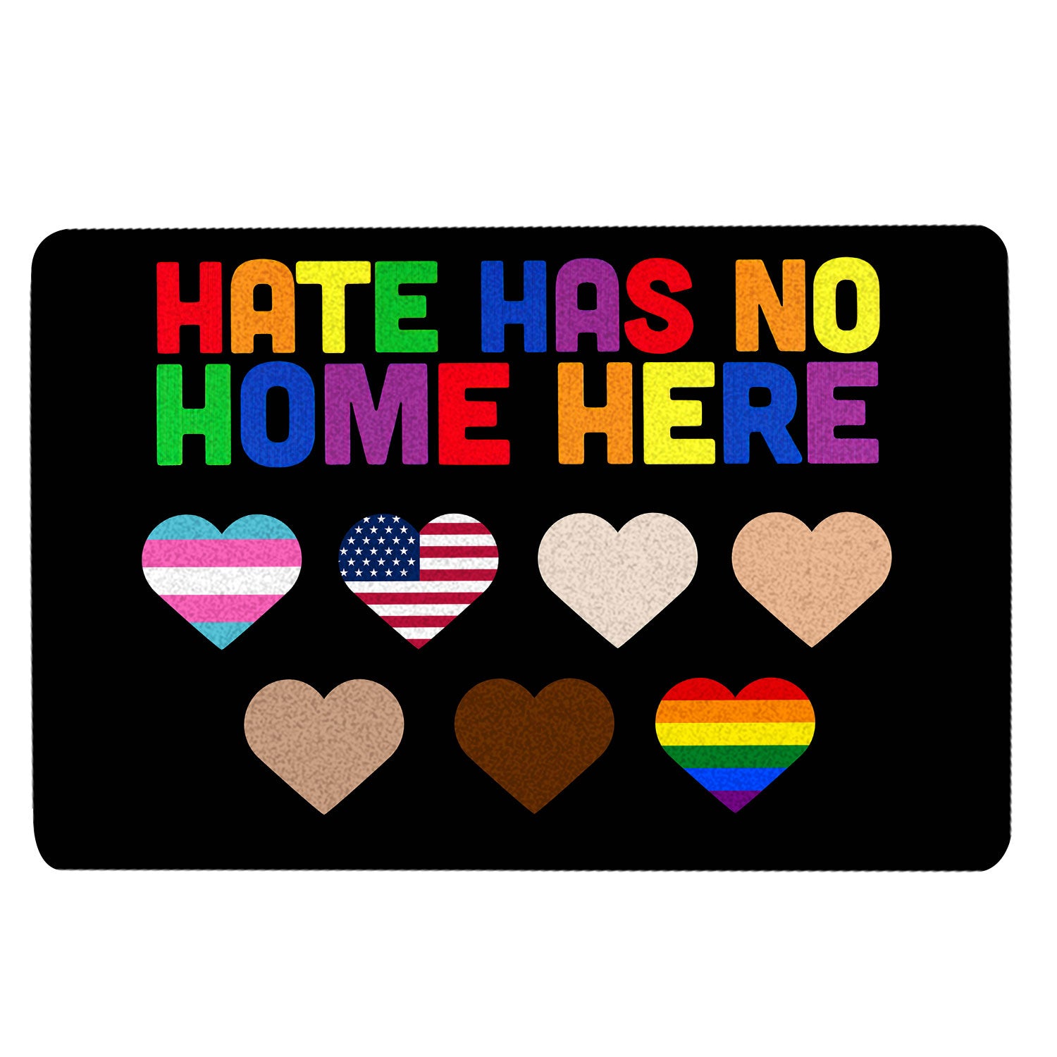 Lgbt Rubber Doormat, Hate Has No Home Here Lgbt Lgbtq Pride Love Is Love Equality Welcome Doormat, Indoor Outdoor Door Mat, Home Decor