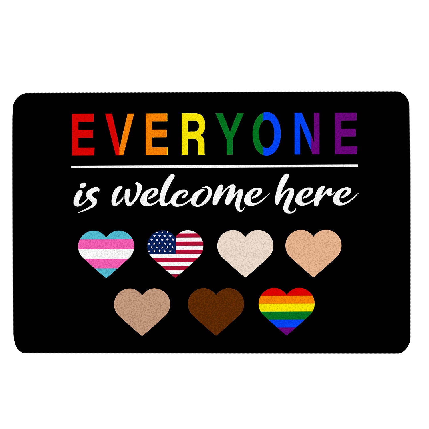 Lgbt Rubber Doormat, Lgbtq Lgbt Everyone Is Welcome Here Pride Love Is Love Rainbow Welcome Doormat, Indoor Outdoor Door Mat, Home Decor