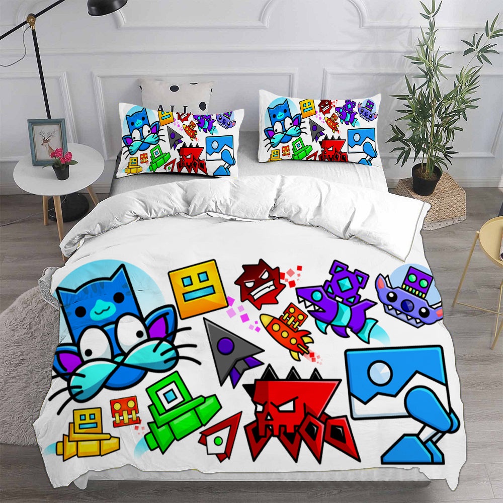 Geometry Dash Bedding Sets Duvet Cover, Flatsheet, Pillowcases Perfect Gift For Fans