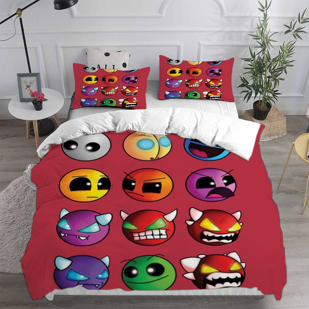 Geometry Dash Decorative Bedding Sets For Fan, Halloween, Christmas, Thanksgiving