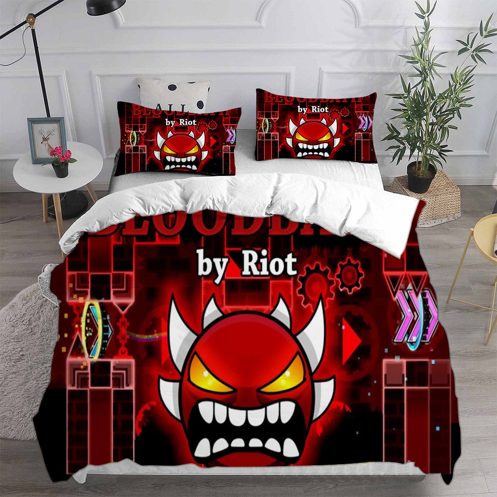 Geometry Dash Bedding Sets Gift For Halloween, Thanksgiving, Christmas