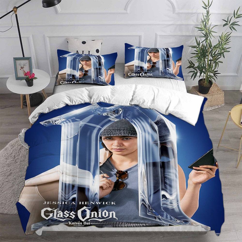 Glass Onion: A Knives Out Mystery Bedding Sets Duvet Cover, Flatsheet, Pillowcase For Your Lover