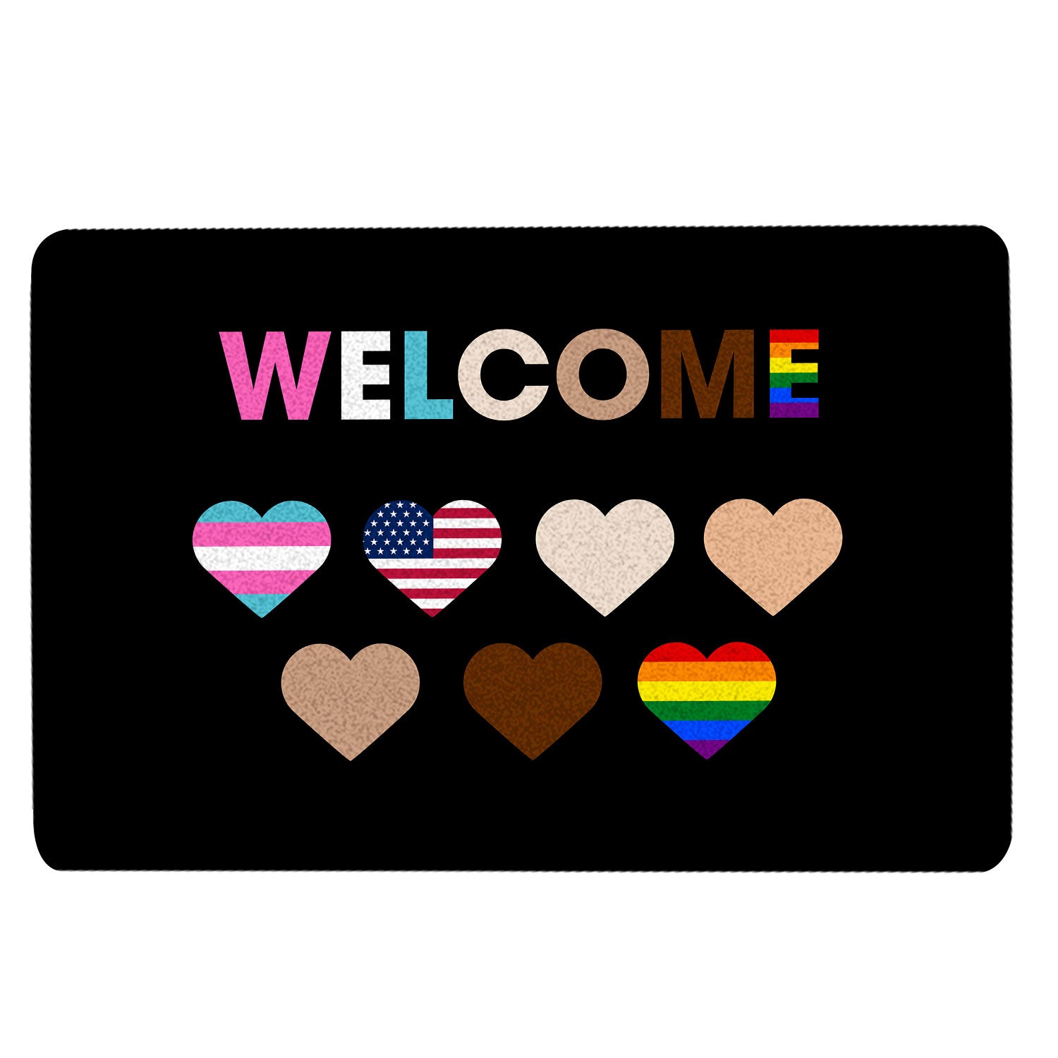 Lgbt Rubber Doormat, Lgbt Support Lgbtq Community Rainbow Pride Love Is Love Equality Welcome Doormat, Indoor Outdoor Door Mat, Home Decor