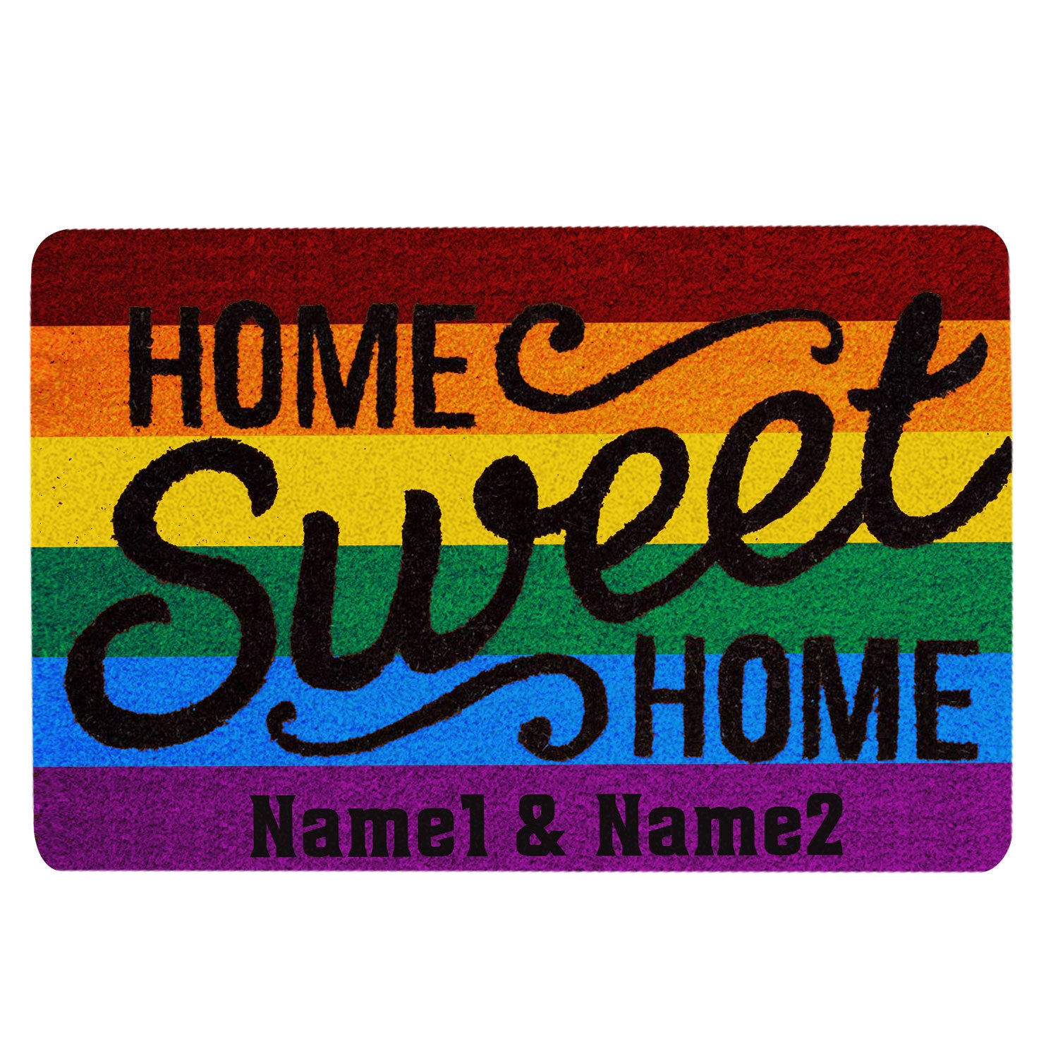 Lgbt Rubber Doormat, Lgbt Home Sweet Home Pride Love Is Love Welcome Doormat, Custom Name Indoor Outdoor Door Mat, Home Decor