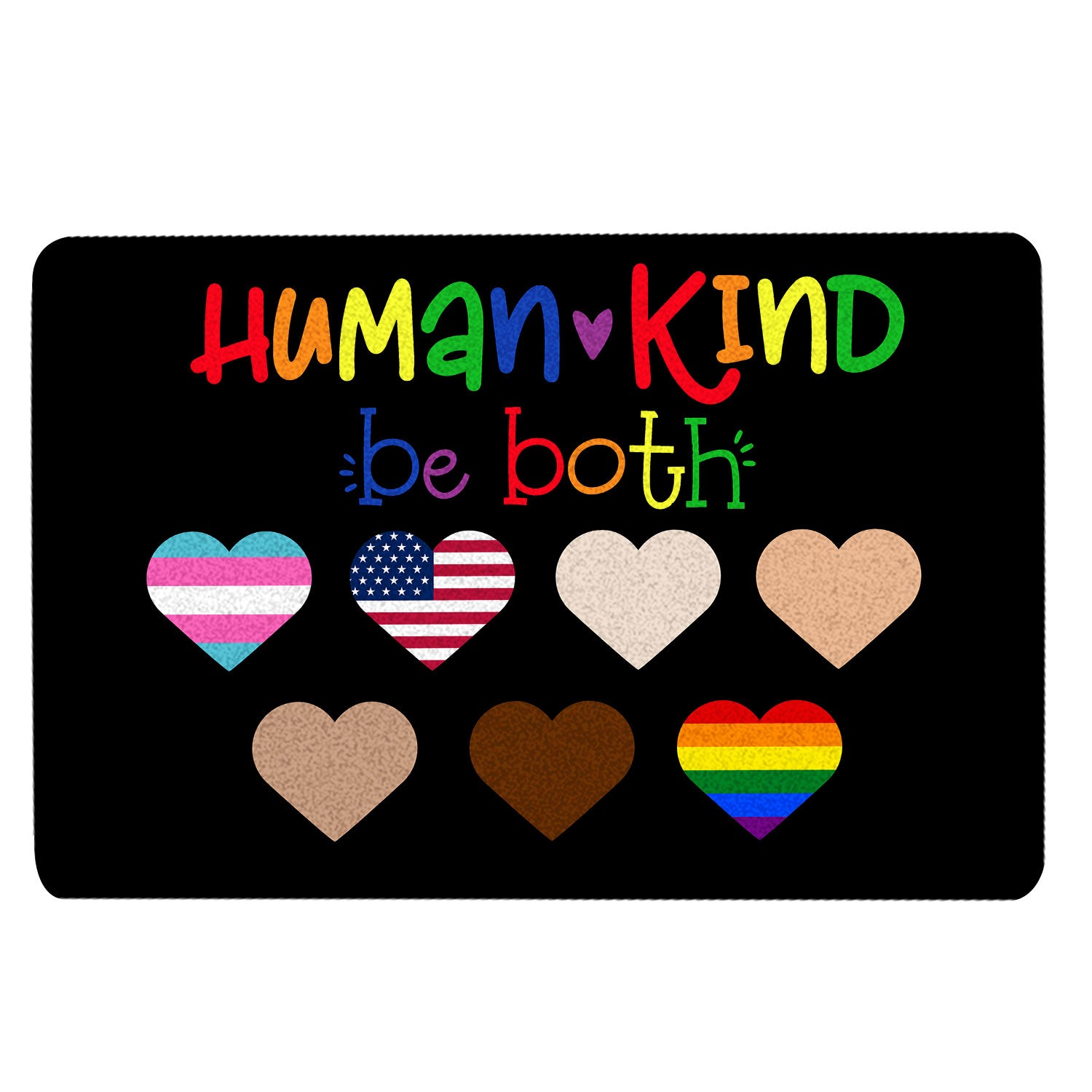 Lgbt Rubber Doormat, Lgbtq Lgbt Humankind Be Both Pride Love Is Love Rainbow Welcome Doormat, Indoor Outdoor Door Mat, Home Decor