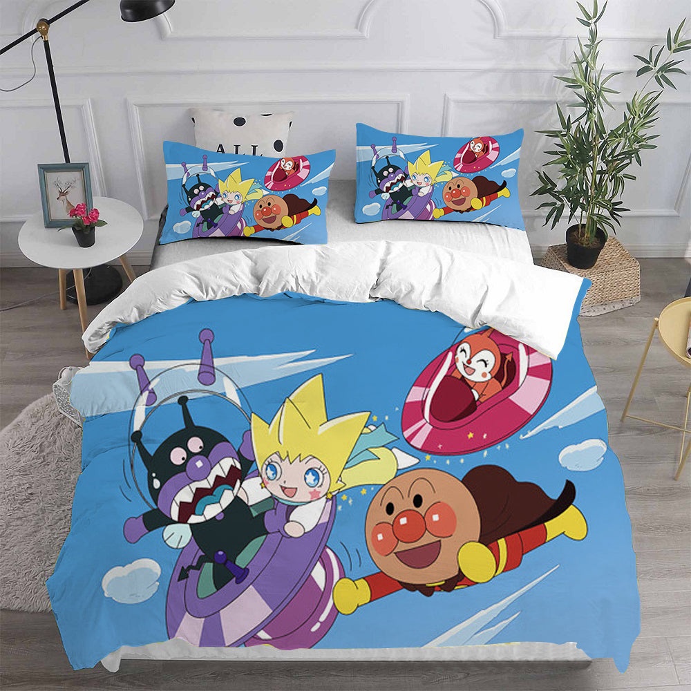 Go! Anpanman: Fluffy Fuwari And The Cloud Country Bedding Sets Duvet Cover, Flatsheet, Pillowcases Perfect Gift For Fans