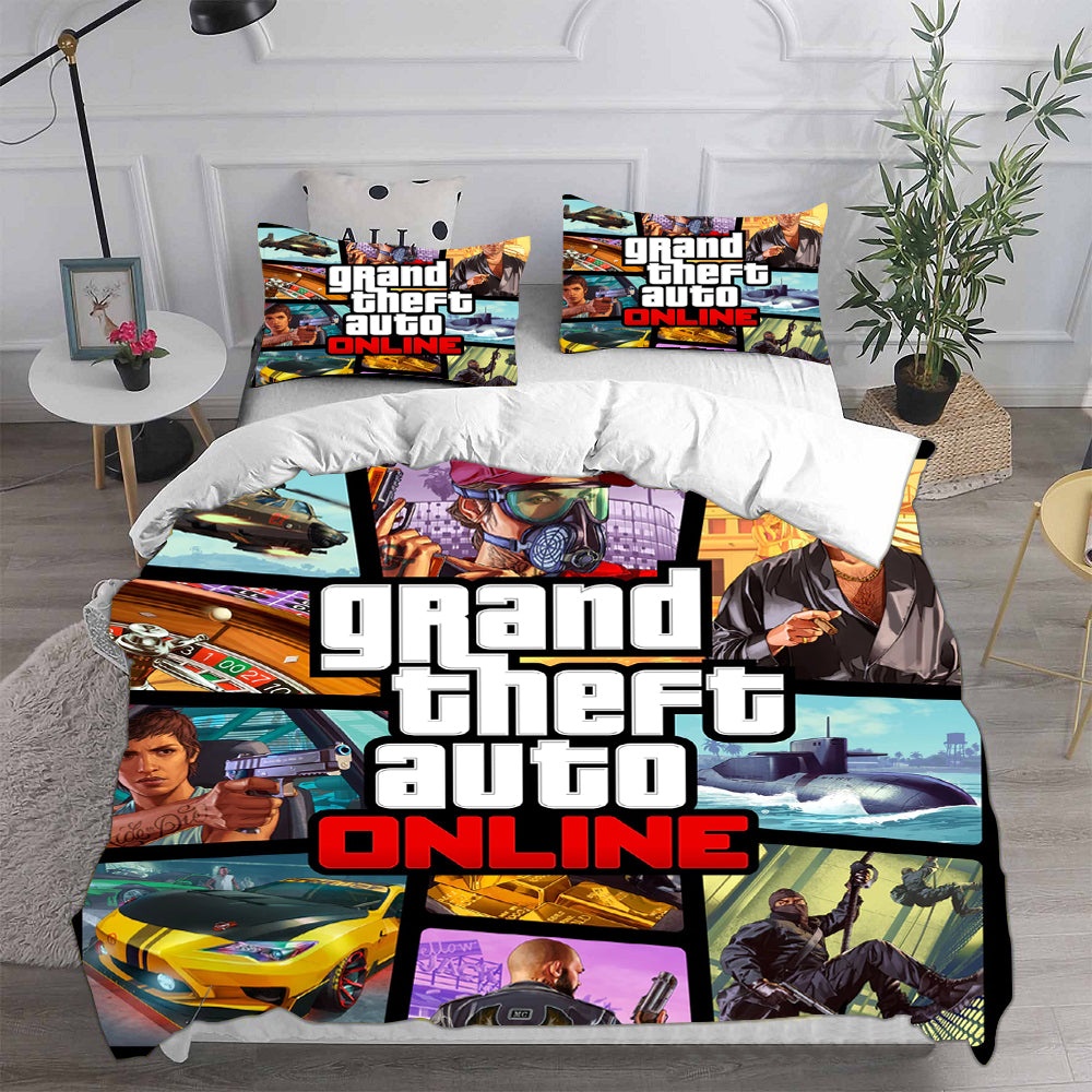 Grand Theft Auto V Bedding Sets Duvet Cover, Flatsheet, Pillowcase For Your Lover