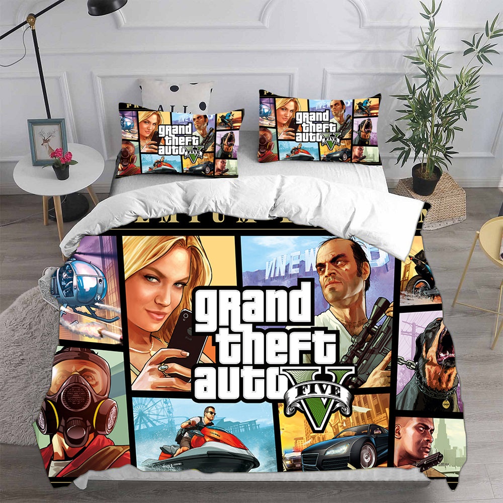 Grand Theft Auto V Bedding Sets Gift For Birthday, Halloween, Christmas, Thanksgiving