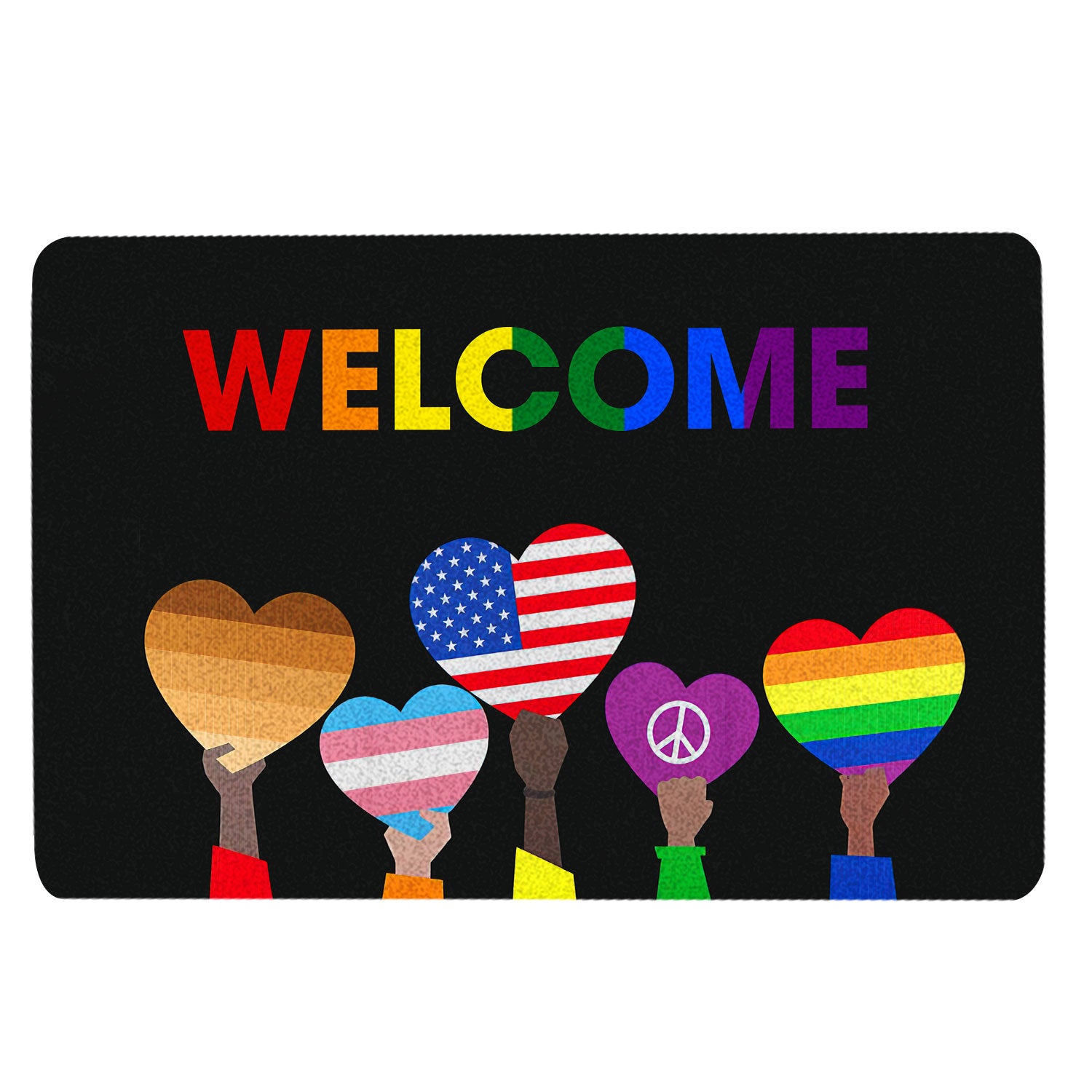 Lgbt Rubber Doormat, Lgbt Support Lgbtq Community Pride Love Is Love Equality Rainbow Welcome Doormat, Indoor Outdoor Door Mat, Home Decor